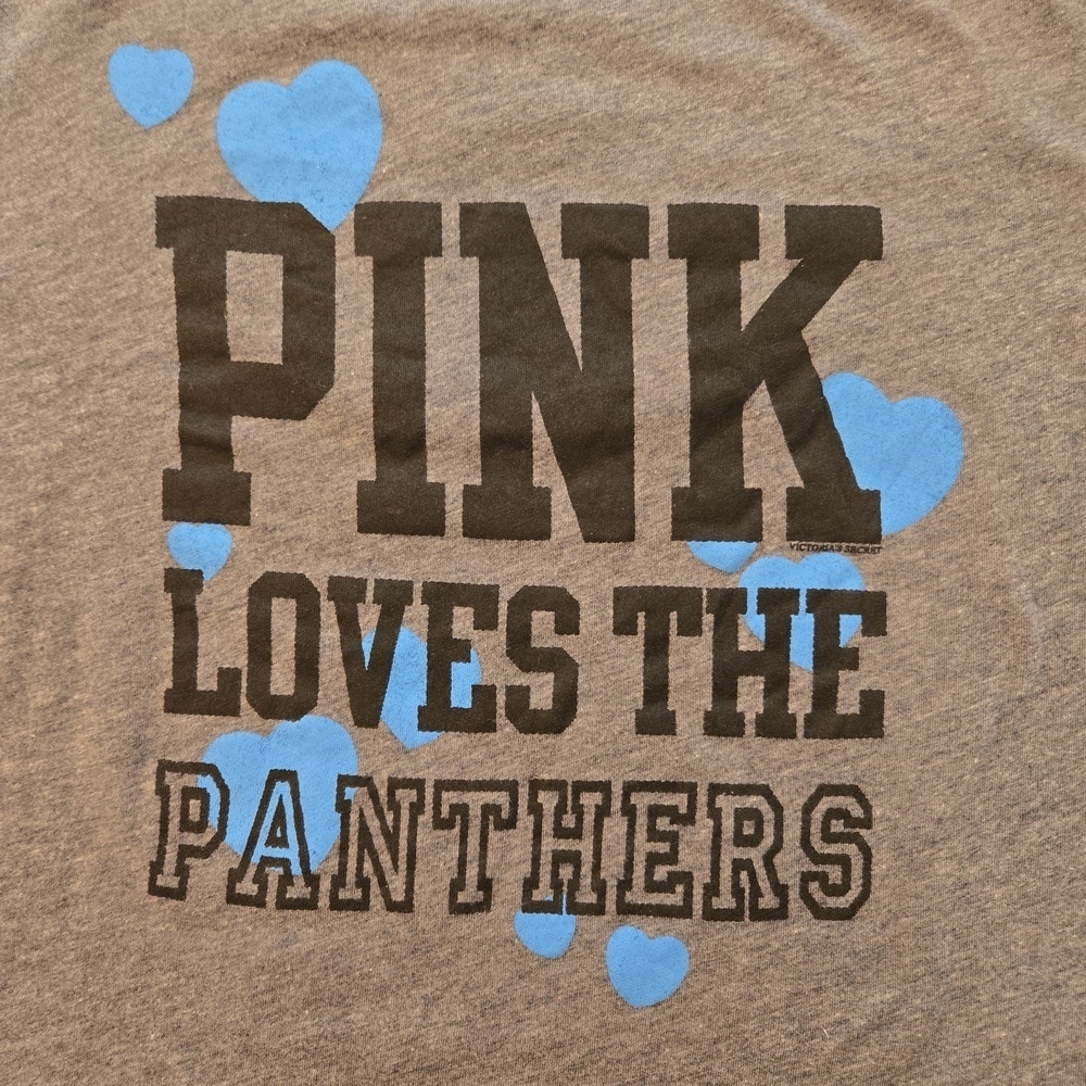 NFL x Victoria's Secret Carolina Panthers T-Shirt Gray Blue Womens Size Medium - Picture 5 of 8